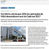 Escritrio calcula que 35% das operaes de M&A demandaram aval do Cade em 2017